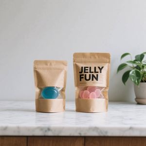 Sacs en papier kraft brun uni avec fenêtre, à fermeture éclair, pour emballage alimentaire, vente en gros d'usine - Product Image 4