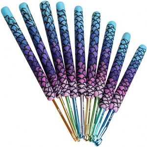 Crochet sirène 9 pièces, main pour l'arthrite, couverture de crochet en métal, poignée en argile souple - Product Image 2