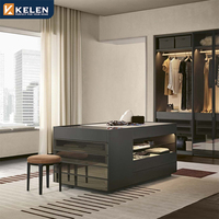 Armoire de chambre Kelen 2026 moderne en MDF, métal et verre avec miroir, design personnalisable, organisateur de vêtements sur mesure