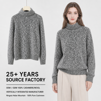 Pull en cachemire 100% pour femmes, col roulé, manches longues, tricot épais, hiver, doux et chaud, vente en gros d'usine