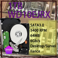 WD10EJRX 1TB 3,5 Zoll Überwachungs-Festplatte 5400RPM 64MB Cache SATA 6Gb/s CMR-Technologie Festplatte 24/7 CCTV NVR DVR System-Speicher