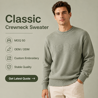 Pull en maille à col rond pour homme, broderie, logo 3D, doux, chaud, décontracté, coupe ajustée, basique, tricot d'hiver, OEM ODM