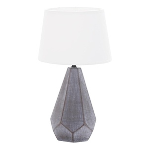 Lampada da tavolo in ceramica con attacco E27, colore nero e paralume bianco, dimensioni 43x24,8x24,8 cm, ideale per l'illuminazione - Product Image 1