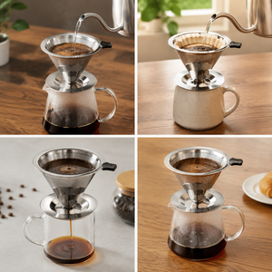 <span class=keywords><strong>Filtre</strong></span> à café permanent écologique en acier inoxydable double couche micro-maille pour infusion sans papier en forme de cône - Product Image 6