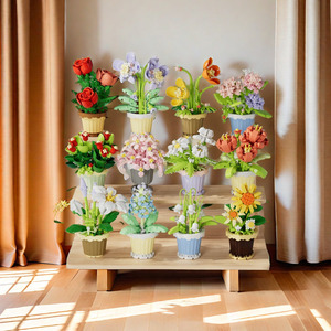 Wholesale Building Blocks Plastic DIY Toys for Girls Succulent Potted Flowers Assembly Tiny Particles Pot Toys