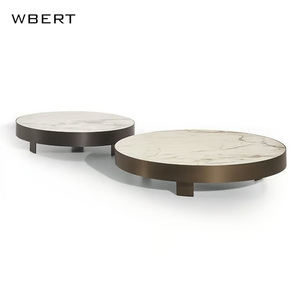 WBERT Table basse ronde haut de gamme design italien minimaliste en marbre pour villa moderne meubles de salon table à thé - Product Image 1