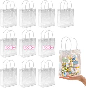 Custom Logo Clear PVC Gift <b>Bags</b> with Handles - Mini <b>Party</b> Favor <b>Bags</b> Transparent <b>Party</b> <b>Favour</b> Plastic Gift <b>Bag</b> 5.9X6.29 Inches - Product Image 3