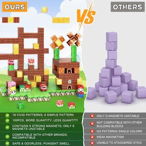 ตัวต่อแม่เหล็กพลาสติก ABS 100 ชิ้น ของเล่นเสริมพัฒนาการสำหรับเด็กชายและเด็กหญิง อายุ 2-9 ปี - สร้างโลกแม่เหล็กของคุณเอง ชุด Superbro - Product Image 5