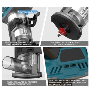 Défonceuse <span class=keywords><strong>électrique</strong></span> sans balais <span class=keywords><strong>à</strong></span> batterie lithium-ion rechargeable, machine <span class=keywords><strong>à</strong></span> rainurer et <span class=keywords><strong>à</strong></span> percer, 10000-32000 tr/min - Product Image 5