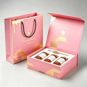 Custom Gold Stamp Logo for Certified 3-Hole Jar Honey <b>Box</b> Packaging for Sushi <b>Gift</b> Handbag - Product Image 1