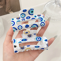 Pince à cheveux en plastique DongDong Evil Blue Eye Print pour femmes et filles, motif œil du diable bleu personnalisé, 8,5 cm
