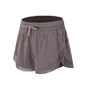 Hot Selling Frauen Atmungsaktiv Schnellt rocknen Lose Sports horts Fitness Yoga Laufen 2 in 1 Kordel zug Tasche Yoga Shorts - Product Image 4