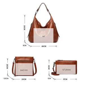 <span class=keywords><strong>Grand</strong></span> <span class=keywords><strong>Sac</strong></span> Fourre-tout de Créateur Tendance pour <span class=keywords><strong>Femme</strong></span>, Sacs à Main de Loisirs Style Hobo en <span class=keywords><strong>Cuir</strong></span> PU, Ensemble de Sacs à Main Moins Chers pour Femmes - Product Image 5