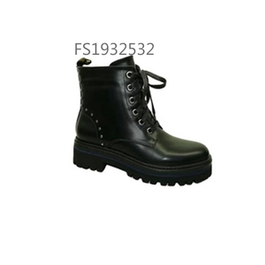 Sepatu bot sepeda motor PU wanita, sepatu bot Ankle dengan hak desain Chunky ringan datar dan bernapas untuk musim gugur dan musim dingin - Product Image 2