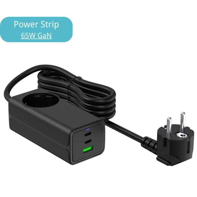 ZONSAN European EU KR 4000W Smart GaN USB C Power Strip Surge Protector With AC Outlet + 65W PD + 30W PD + 30W QC  Charger