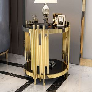 Sofá Moderno y Sencillo para Sala de Estar, Mesa de Centro Pequeña de Metal con Bordes Redondos, Estilo Americano Creativo - Product Image 3