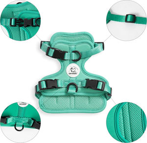 공장 가격 3 개의 버클과 3 개의 가죽 끈 클립이있는 최신 초소형 조정 가능한 소프트 패딩 노 풀 애완 동물 하네스 - Product Image 5