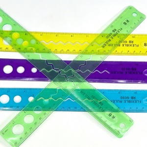 Regla de Escala Centimétrica Flexible de Plástico Transparente Multicolor de 8 Pulgadas/20 cm y 12 Pulgadas/30 cm, Papelería Escolar Barata al por Mayor - Product Image 3