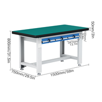 Banc de travail antistatique robuste ESD avec 3 tiroirs verrouillables, structure en acier, table de travail industrielle pour atelier d'usine électronique