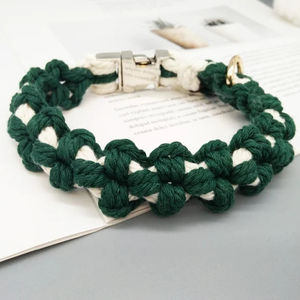 Collier En Macrame Chien Katun Lembut Serviks Hundehalsband Pemimpin Kerah dan Tali Anjing Set Kerah Anjing Macrame Personalisasi - Product Image 4