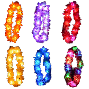 สร้อยคอดอกไม้ประดิษฐ์ฮาวายแบบทรอปิคอล ชุดพวงมาลัยฮาวาย สายรุ้งผ้าประดับ ทนทาน เหมาะสำหรับเทศกาลดีวาลีและรอมฎอน ขายส่ง - Product Image 1