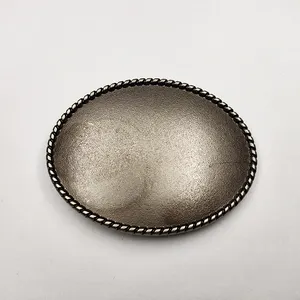 Antique Silver Plated Belt Buckles Blank Oval Rope Edge Western Plain Replacement Custom DIY Classic Belt Buckle In Stock