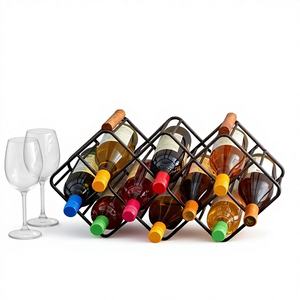 Centre de table décoratif en fer rayé pour bouteilles de vin, finition bronze antique, support double pour bouteilles de vin, capacité 3L, idéal pour les fêtes - Product Image 1