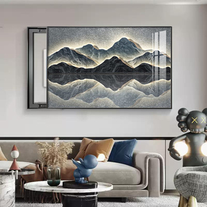 Phòng khách điện hộp đồng hồ trang trí nội thất sơn LED ánh sáng pha lê sứ sơn tường đèn bán buôn tùy chỉnh 3D UV treo tường - Product Image 3