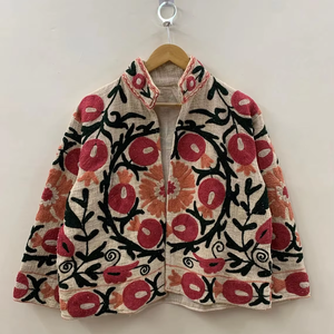 Veste courte en coton Suzani brodée à la main Manteau à fleurs Veste Suzani Broderie Vêtements pour femmes Veste TNT - Product Image 1