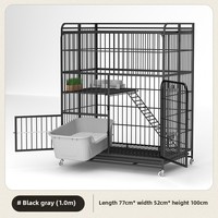 Grande cage pliable pour chat en fer produits pour animaux de compagnie motif solide épaissi espace libre fonction respirante vient plateau en plastique boîte à palettes
