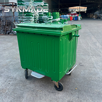 Poubelles de tri des déchets de rue en plein air-Poubelles en acier galvanisé revêtues de poudre, Conteneurs à déchets de 1100L, Poubelle de rue
