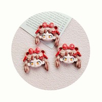 Cabujones de Resina con Figura de Cabeza de Niña de Dibujos Animados Kawaii para Adorno de Álbumes de Recortes, Decoración del Hogar, Llaveros y Accesorios de Manualidades DIY