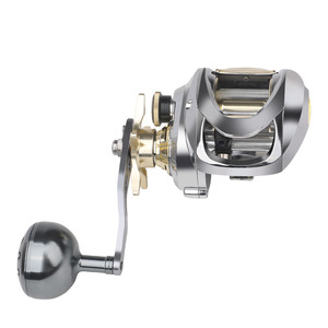 Carrete de baitcasting metálico de cuerpo ancho para pesca en barco, resistente al mar, de largo alcance, alto rendimiento, para señuelos, para mano derecha - Product Image 1