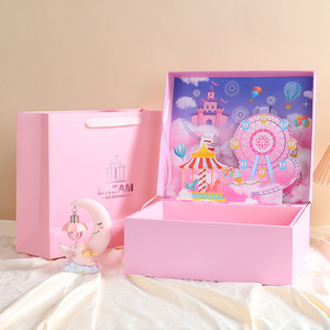 Boîte cadeau réutilisable en relief <span class=keywords><strong>3D</strong></span> Rose Château pour cosmétiques, tasse isotherme à couvercle rabattable, boîte cadeau Saint-Valentin pour étudiants - Product Image 3