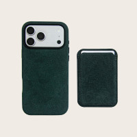 Étui de téléphone de luxe en cuir bleu gris vert pour 18 Pro Max, protection 360°, souple, OEM