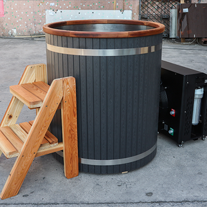 Precio bajo de fábrica Revestimiento de acero inoxidable Individuales Bañera de inmersión fría <span class=keywords><strong>con</strong></span> Carcasa de madera de plástico negro - Product Image 3