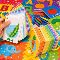 Cartes éducatives personnalisées, emballage en boîte cartonnée aux coins carrés, cartes d'apprentissage bilingues pour enfants, exemple de mots en anglais