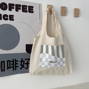 Borsa in tela di alta qualità scozzese a scacchiera verde fresco originale retrò di colore con somma femminile monospalla di grande capacità - Product Image 3