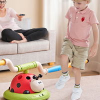 Máquina de Ejercicio y Juego 3 en 1 con Diseño de Mariquita, Música, Control Remoto, Juguete de Saltar con Cuerda y Juego de Cohete de Empuje para Niños