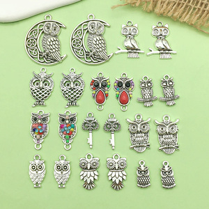 Pendentif hibou en alliage d'argent antique, formes variées, accessoires de bijoux DIY pour la fabrication de bracelets et colliers - Product Image 1
