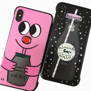 Funda de teléfono con estampado de dibujos animados, cubierta rígida personalizada de PC con barniz UV, estampado de leche EMO, en relieve, para iphone