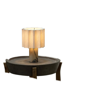 Marble And Linen Rechargeable Table Lamp Fan Shaped Led Touch Control Cordless For Living Room Bedroom Study - Product Image 5