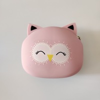 Porte-monnaie personnalisé en silicone portable pour enfants, motif animal, fermeture éclair, petit sac à monnaie, pochette à pièces résistante à l'eau