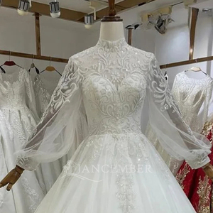 Shiny Tulle Modern Floor-Length Appliques Wedding Dress <b>Sequin</b> Beading Lace Ball Gown Bride Lsbh30 - Product Image 5