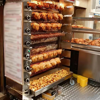 Machine à rôtir au poulet automatique commerciale en acier inoxydable à gaz pour l'extérieur avec une capacité de 16 à 20 pièces