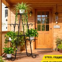 Support de pot de fleurs suspendu en métal pour jardin extérieur, fer forgé, étagère de rangement à 3 niveaux, écologique