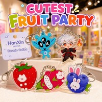 Porte-clés en acrylique personnalisés HanXin Boutique Cosmic Cuties, série Fruits et Aliens, vente en gros, fournisseur d'usine, en vrac