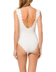 Maillot de bain une pièce à col en V profond pour femmes, sous-vêtements de plage Style personnalisé, en dentelle ondulé, grande taille, nouvelle collection 2022 - Product Image 4