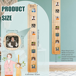 Medidor <span class=keywords><strong>de</strong></span> madera plegable Boho para colgar en la pared, medidor <span class=keywords><strong>de</strong></span> altura, <span class=keywords><strong>tabla</strong></span> <span class=keywords><strong>de</strong></span> regla <span class=keywords><strong>de</strong></span> crecimiento con marcos <span class=keywords><strong>de</strong></span> fotos para niños - Product Image 2