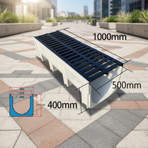 Canaux de drainage linéaires à installation facile et haute capacité de charge, canaux de drainage des eaux pluviales, canaux de drainage en résine pour sols, canaux de drainage routier - Product Image 1